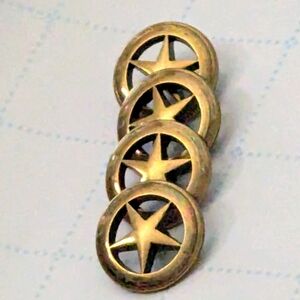 Star Brass Patina Buttons #4 Lot Vntg Western Texas Ranger Sewing Leathercraft